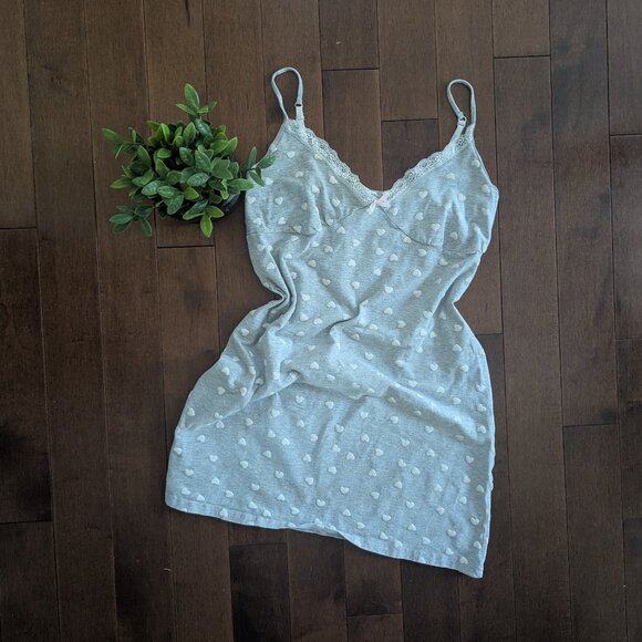 HEART PRINT VINTAGE COTTON SLEEP DRESS - Picture 1 of 2